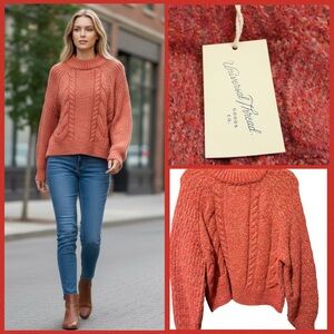 Universal Thread Cable Knit Sweater - Coral Size Small NWT